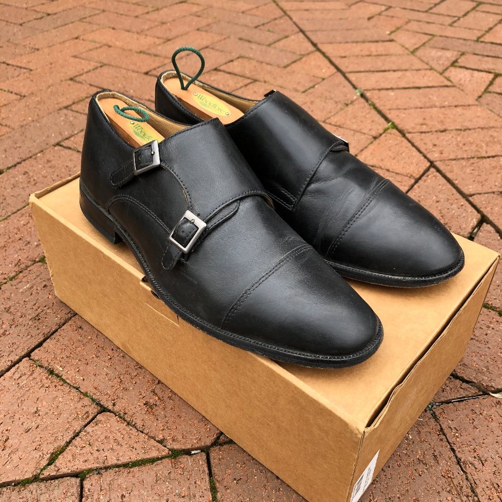 G.H. Bass Double Monk Strap Loafer 10D Black Mens Vintage